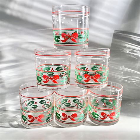 vintage christmas drinking glasses|retro drinking glasses from 1950s.